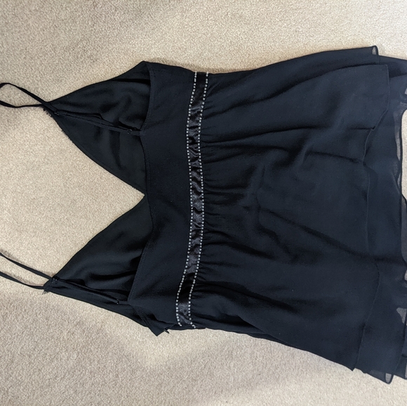 NWT 100% Silk beaded ruffled silk cami top - Picture 2 of 5